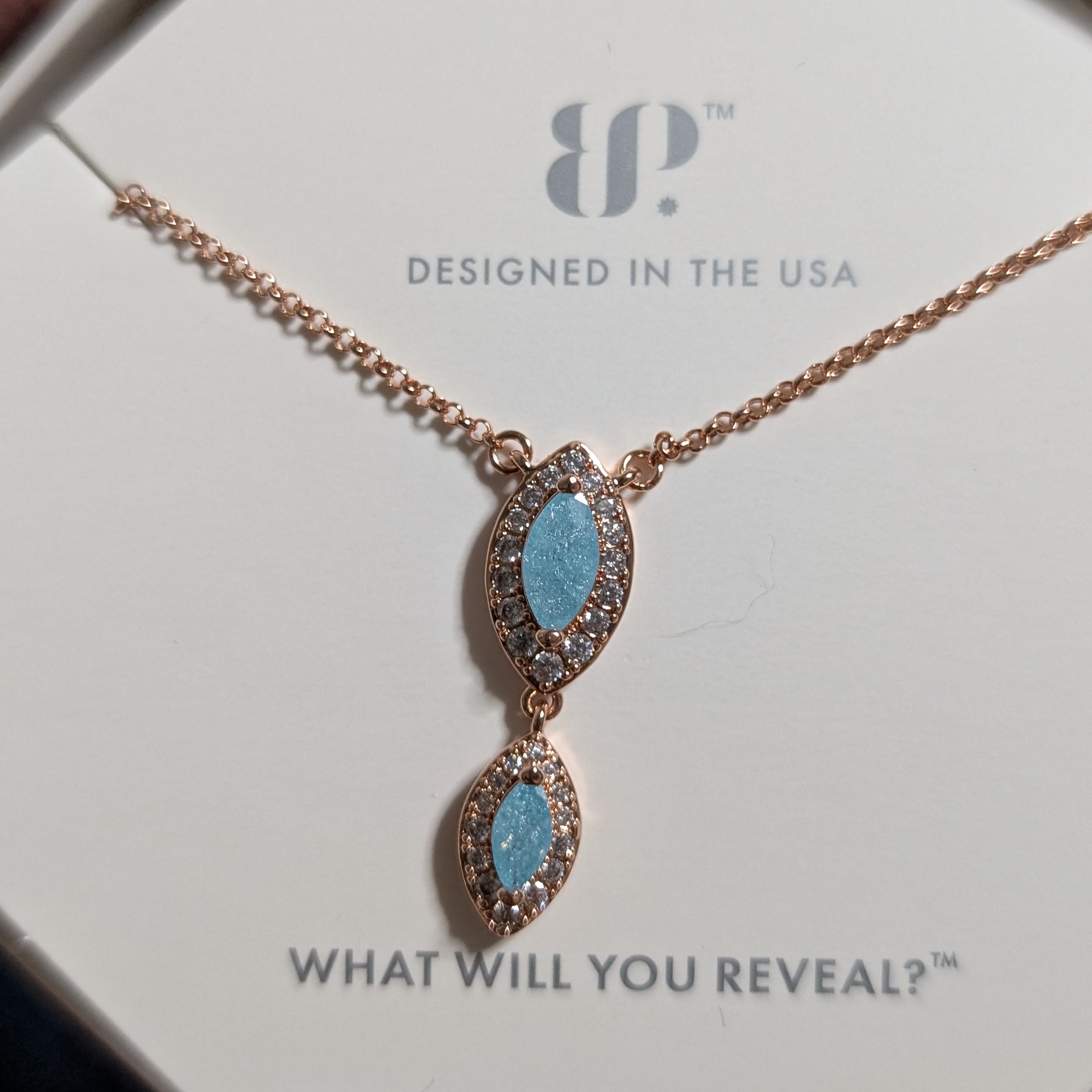 Elegant Blue And Gold Pendant Necklace - Rbp5293 - Bomb Party